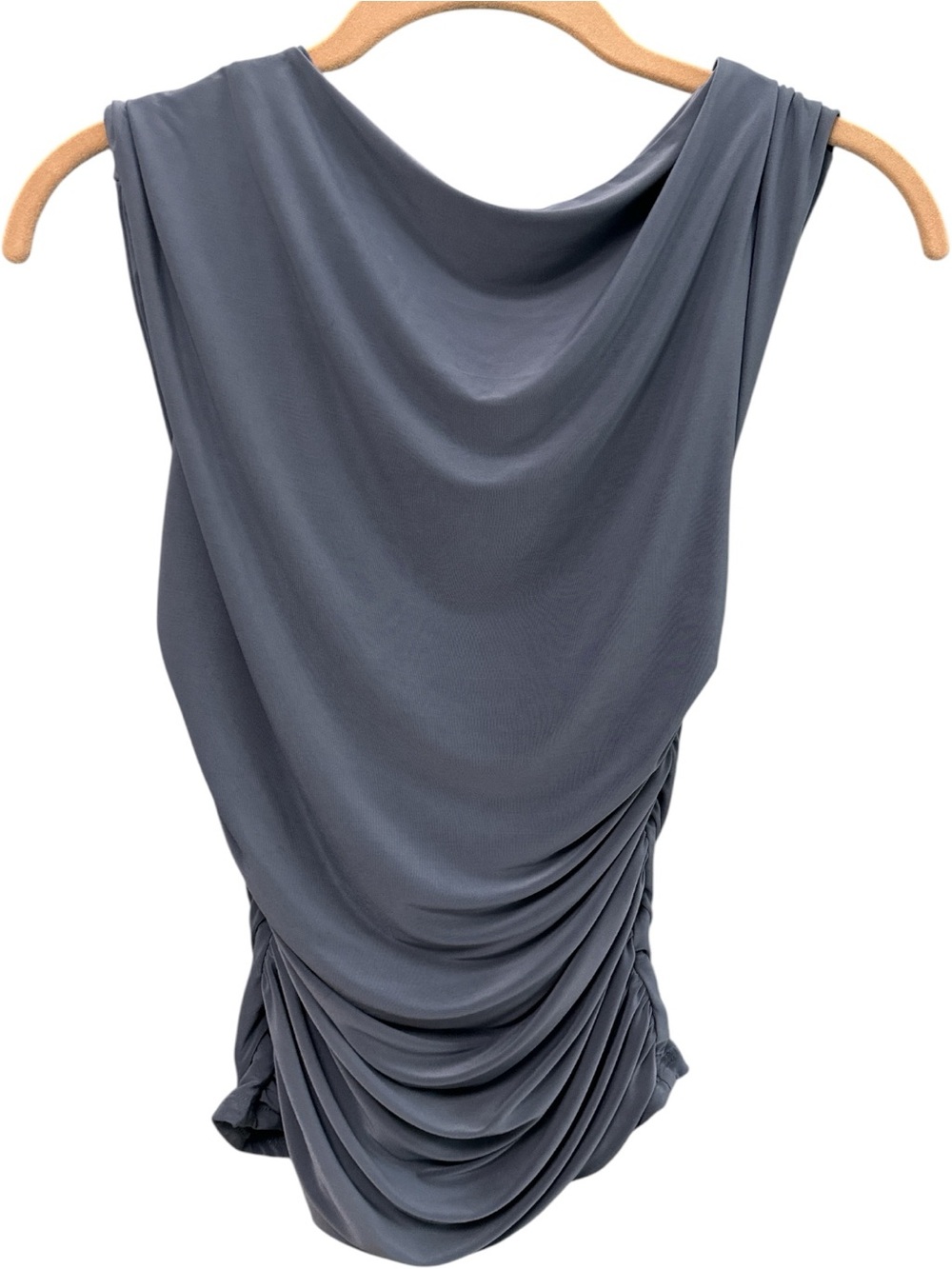 Fashion Nova Slate Gray Draped Asymmetrical Sleeveless Top